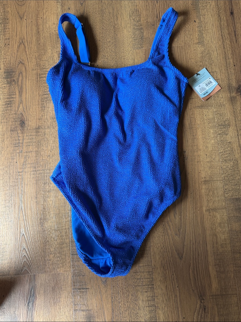 Shade & Shore Bright Blue Textured One-Piece Swimsuit size 14 nwt
